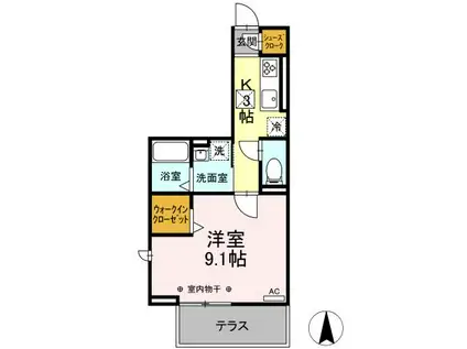 クインシー18(1K/2階)の間取り写真