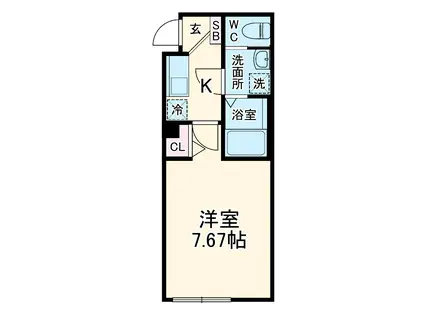 CRASTINE松戸字塚ノ越(1K/3階)の間取り写真