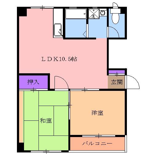 アローハイツ(2LDK/2階)の間取り写真