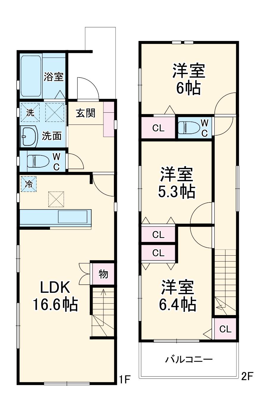 名古屋市東山線 本郷駅(愛知) 徒歩12分 2階建 築4年(3LDK)の間取り写真