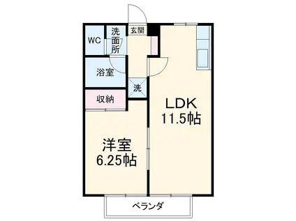 マイシャトウ平須(1LDK/2階)の間取り写真