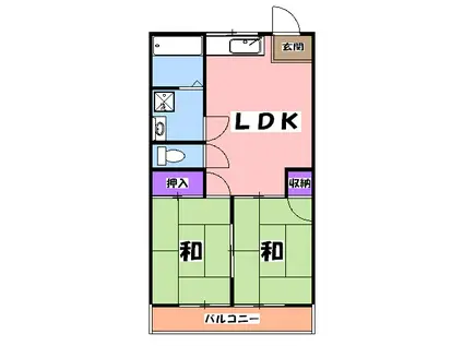 フォンテーヌセブン(2LDK/2階)の間取り写真