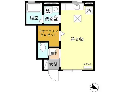 エスタシオン(1K/1階)の間取り写真