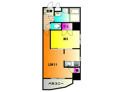 エソール駅前通(1LDK/9階)の間取り写真
