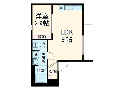 ピオニー(1LDK/3階)の間取り写真