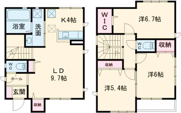 宇都宮芳賀ライト線 陽東３丁目駅 徒歩11分 2階建 築10年(3LDK)の間取り写真