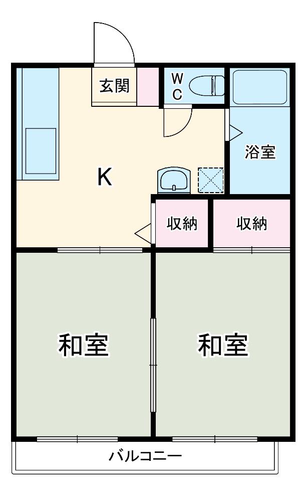 吉田ハイツ(2DK/2階)の間取り写真