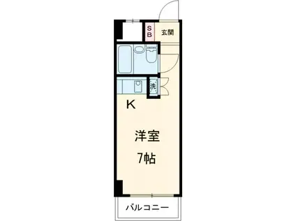ユーレジデンス喜多見(ワンルーム/2階)の間取り写真