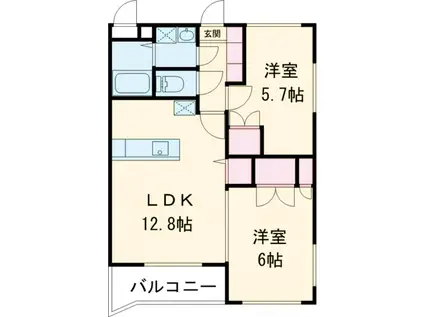 ピノ・ソレアード(2LDK/2階)の間取り写真