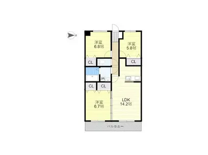 ルミエールMM(3LDK/3階)の間取り写真