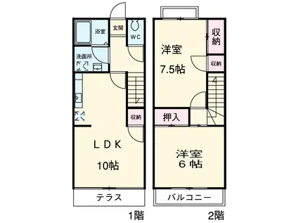 グランメゾン１号館(2LDK)の間取り写真