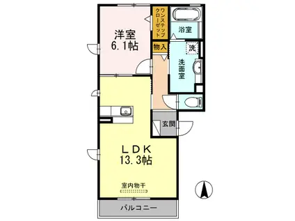 プレミール A(1LDK/3階)の間取り写真