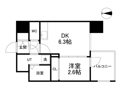 エスグランデ難波グランツ(1DK/4階)の間取り写真