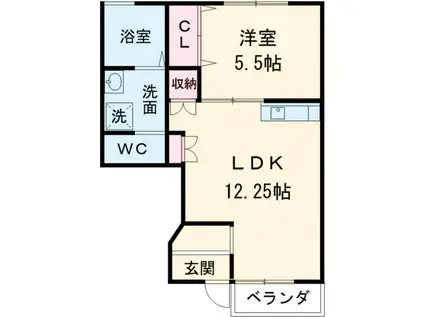 BLUE SKY Ⅱ(1LDK/1階)の間取り写真