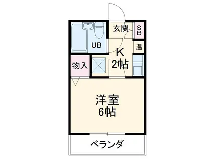 パルナス八事裏山(1K/2階)の間取り写真