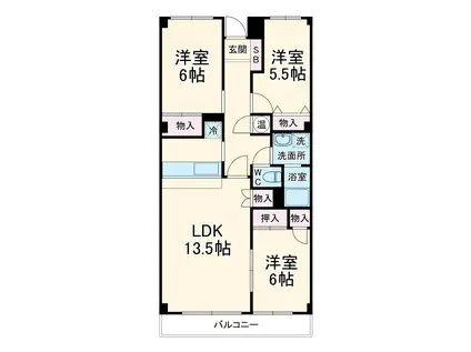 東葉コーポ北方B棟(3LDK/1階)の間取り写真