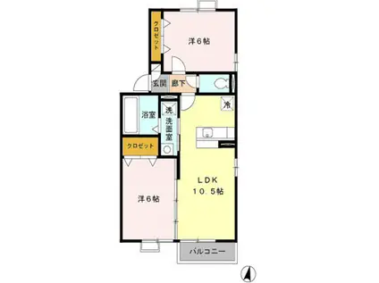 サニーハウスC(2LDK/2階)の間取り写真