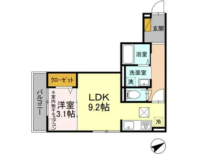 D-PALACE富士見(1LDK/1階)の間取り写真