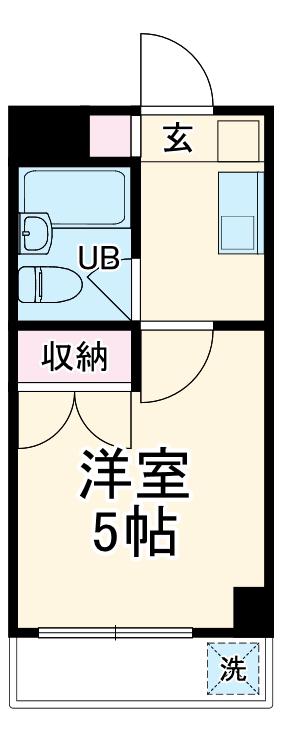 スクエアーハイムⅢ(1K/1階)の間取り写真