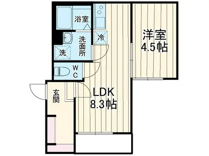 COPPER HOUSE(1LDK/3階)の間取り写真