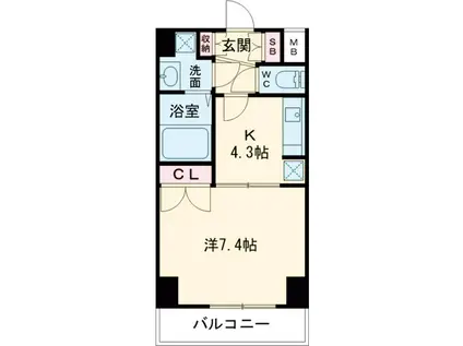 スペーシア高円寺Ⅰ(1K/7階)の間取り写真