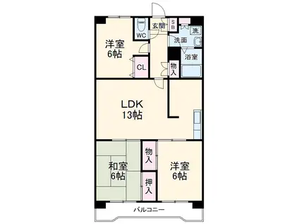ヴェルドール(3LDK/4階)の間取り写真