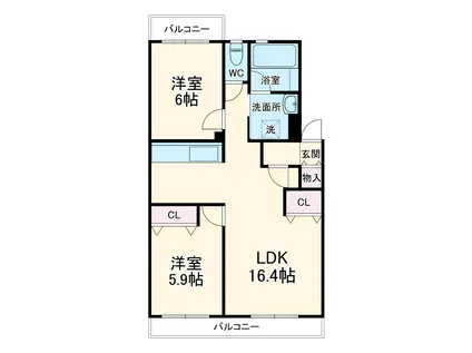 エクセルコート(2LDK/1階)の間取り写真