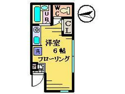 上中里ハイツ(ワンルーム/1階)の間取り写真