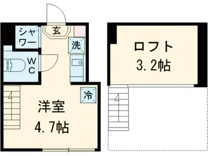 ハーモニーテラス松島Ⅲ(ワンルーム/1階)の間取り写真