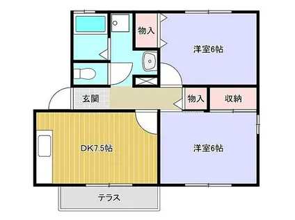 ピュアエクセレント(2DK/1階)の間取り写真