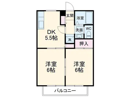 サンヴェール(2DK/2階)の間取り写真