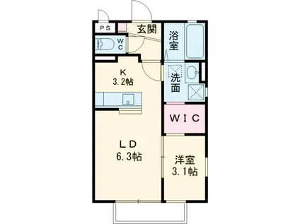 ブランクロス Ⅵ(1SK/2階)の間取り写真