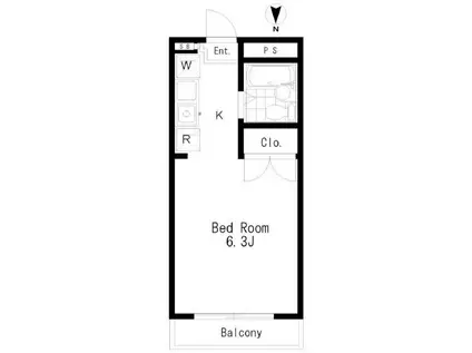 DIYーアパートキタノー(ワンルーム/2階)の間取り写真
