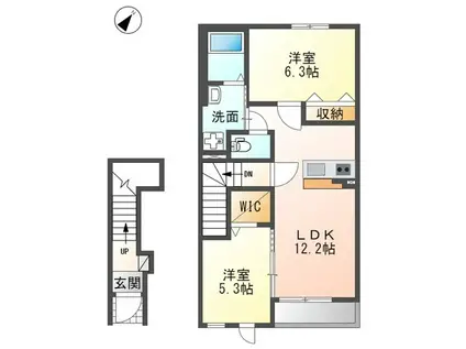 ユウカ グランデ(2LDK/2階)の間取り写真