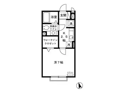 クレール四季彩の丘壱番館(1K/1階)の間取り写真