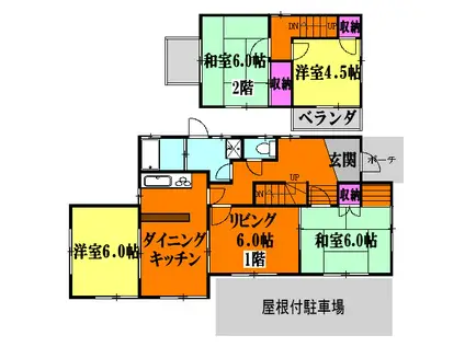 東武鉄道野田線 川間駅 徒歩13分 2階建 築47年(4LDK)の間取り写真