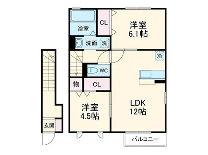 ドルチェ1(2LDK/2階)の間取り写真