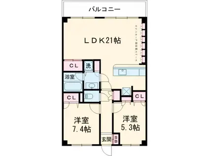アルファーホームズ池田山(2LDK/1階)の間取り写真