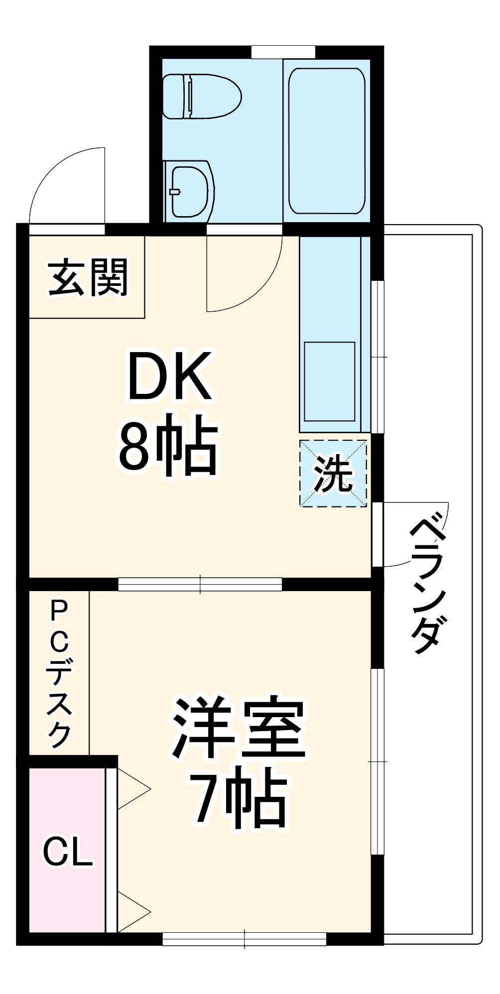 イワキコーポ(1DK/2階)の間取り写真