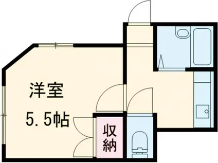 宮原ハイツB棟(ワンルーム/1階)の間取り写真