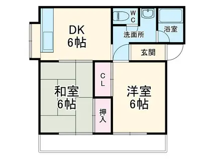 茂福荘(2DK/2階)の間取り写真