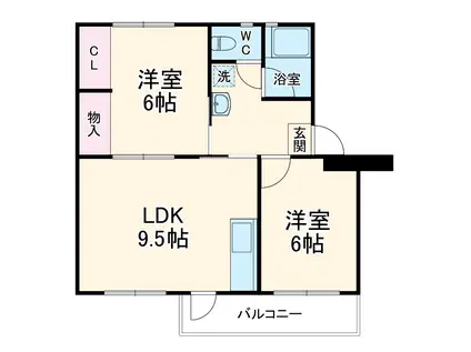 轟町団地(2LDK/2階)の間取り写真
