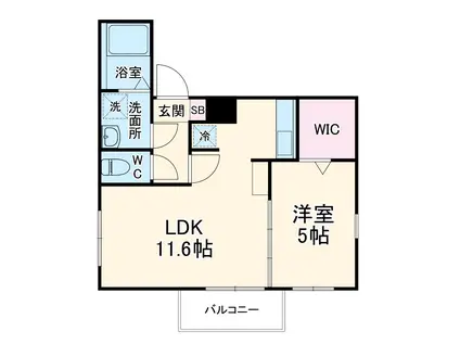 CHERIM築地口(1LDK/3階)の間取り写真