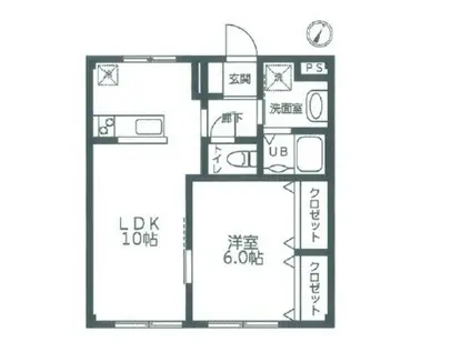 グランドールヤマグチ(1LDK/2階)の間取り写真