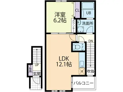 GLOOBY Ⅱ (1LDK/1階)の間取り写真