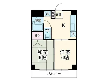 ホワイトヴィラ中央(2DK/1階)の間取り写真