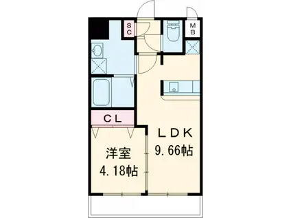 CALM RIVIRE箱崎(1LDK/2階)の間取り写真