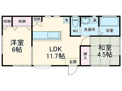 小田急電鉄小田原線 本厚木駅 バス乗車時間：26分 みはる野バス停で下車 徒歩1分 1階建 築19年(2LDK)の間取り写真