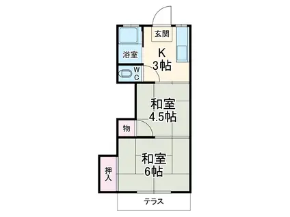 石栄コーポ(2K/1階)の間取り写真