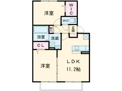 ル・レーブ A棟(2LDK/1階)の間取り写真